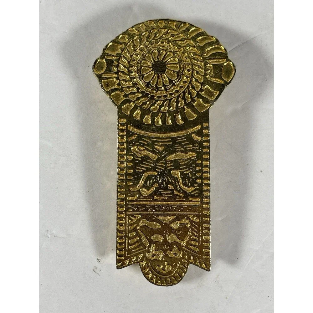 Vintage Gay Boyer Gold Tone Statement Belt Buckle Etruscan Revival Ribbon Style